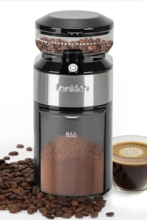 Burr Coffee Grinder - Electric Coffee Bean Grinder with 28 Adjustable Grind Settings For 2-12 Cups - Adjustable Coffee Grinders for Home Use - Easy to Use - Stainless Steel