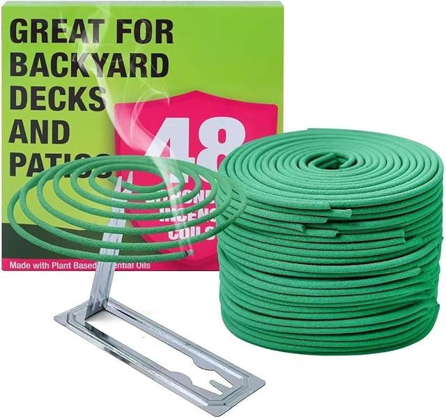 Citronella Incense Coil - Each Coil Could Last for 5-7 Hours- Suitable for Outdoor Camping, Patio, Hiking,etc (2 Pack Contains 48 coils & 2 Coils Stands)