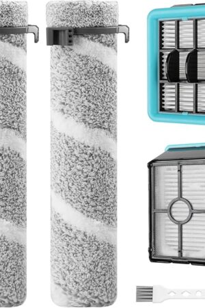 4111A Replacement Brushes and Filters for Bissell CrossWave Edge, Multi-Surface Hard Floor Cleaner Wet Dry Vacuum with Zero-Gap Edge Technology, 2 Pack Brushes and 2 Pack Filters