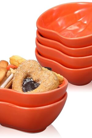 6 Pcs Fall Ramekins 6 oz Oven Safe Pumpkin Ceramic Ramekins Small Creme Dishes Dipping Pumpkins Baking Dish Thanksgiving Pumpkin Shaped Bowl Plates for Kitchen Party Snack Serving Dip Sauce Condiments
