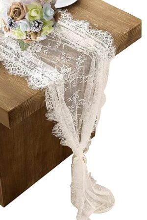 3 Pcs White Lace Table Runner 14 x 120 Inch Embroidered Boho Table Runner for Wedding Party Bridal Shower Decorations Vintage Rustic Table Runners