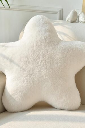 Xiashrk Star Pillow, Decorative Throw Pillows for Bed Couch, 15" Star Shaped Pillow Plush Floor Cushions Room Decor Pillow with Soft Faux Rabbit Fur for Sofa Bedroom Living Room