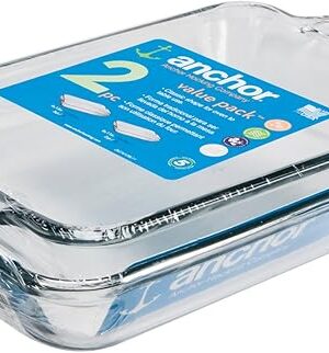 Anchor Hocking Glass Baking Dishes for Oven, 2 Piece Set (2 Qt & 3 Qt Glass Casserole Dishes)