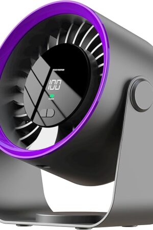 Desk Fan, Table Fan for Cooling,Digital Display and Adjustable Tilt,Quiet Portable and Wall-Mount Desktop Fan for Bedroom,Travel,Camping,Office,Outdoor Dark Grey