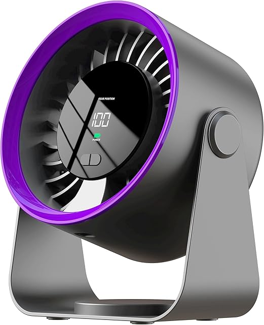 Desk Fan, Table Fan for Cooling,Digital Display and Adjustable Tilt,Quiet Portable and Wall-Mount Desktop Fan for Bedroom,Travel,Camping,Office,Outdoor Dark Grey