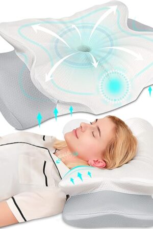 Cervical Pillow for Neck, Odorless Contour Memory Foam Pillows, Ergonomic Orthopedic Bed Pillows for Sleeping, Support Side Back Stomach Sleeper (Queen)