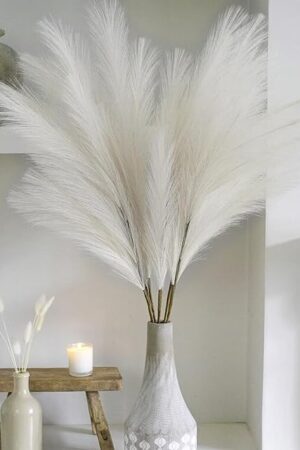 38" 10 Stems White Pampas Grass Tall Decor - Faux Pampas Grass Decor Tall for Floor Vase Boho Home Wedding Mothers Day Decoration