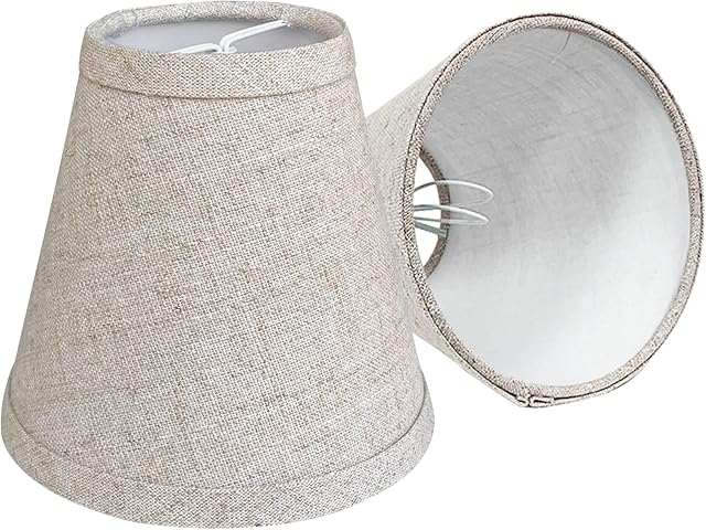 Double Mini Small Brown Barrel Lamp Shades Clip On Bulb, TOOTOO STAR Barrel Fabric Lampshade for Table Chandeliers Wall Floor Lamp Replacement, 3x6x5 Inch, Set of 2 (2 PCS Pack)