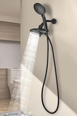 Cobbe 48-Setting 3-Way High Pressure Shower Head Combo with Handheld & Rain Shower - Black