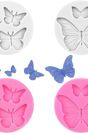 4 Pcs Butterfly Silicone Molds Mini Butterfly Fondant Mold Cute Soap Epoxy Resin Mold Sugarcraft Candy Chocolate Molds for Sugarcraft Cake Decorating