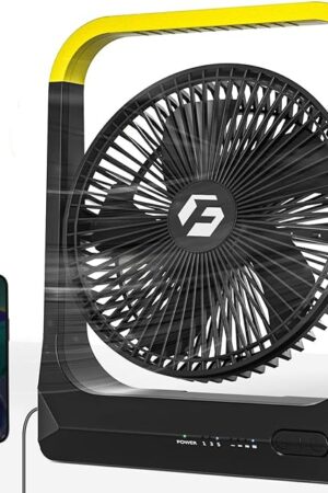 Battery Powered Rechargeable Portable Fan: 20800mAh Battery Operated Camping Fan [80H Long Lasting] 3350RPM USB Desk Personal Fan with 4 Speed 3 Timer for Travel/Outdoor/Bedroom/Office/Beach/Fishing