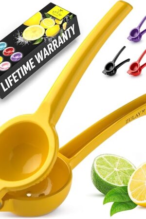 Zulay Kitchen Metal Lemon Squeezer - Handheld Lemon Juicer Squeezer - Easy to Use Citrus Juicer - Manual Press for Extracting the Most Juice Possible - Extracts Every Last Drop