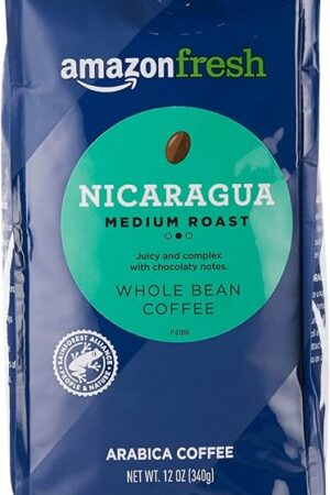 Amazon Fresh, Nicaragua Whole Bean Coffee, Medium Roast, 12 Oz