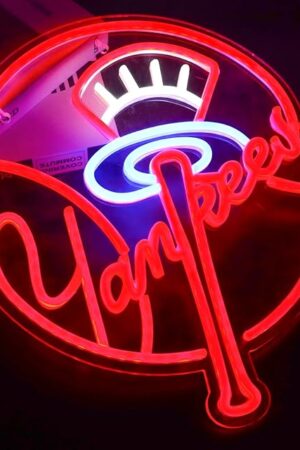 YANKEES neon signs for wall decor，baseball team Neon Lights for Bedroom，LED Signs Suitable for man cave，5V Power Adapter，birthday?Christmas Gifts for boys 13 * 15Inch(red+blue+white)