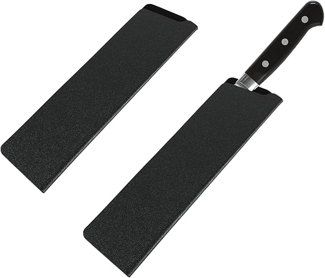 2 Pcs Knife Covers or Sleeves 8" x 2.2" Knife Edge Guard Universal Waterproof Kitchen Knife Sheath, Chef Knife Sheath, Plastic Knife Cover for Kitchen Knives, Black