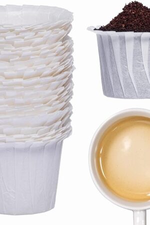100 Disposable Coffee Filters - Keurig Paper Filters for K Cup - Fits Keurig Brewers, K Supreme, K Slim and Ninja Reusable K-Cup Coffee Pods - Single Serve Filter, Sediment-Free, White