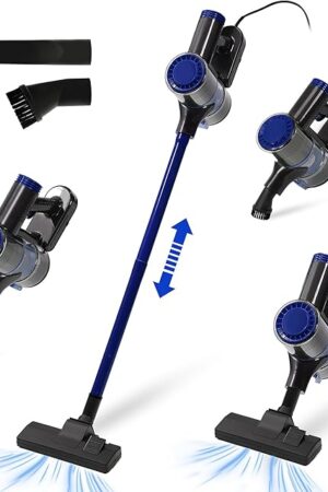 Corded Vacuum Cleaner, 17KPa Powerful Suction with 600W Motor, 4 in 1 Lightweight Handheld Stick Vacuum for Pet Hair Hard Floor and Carpet