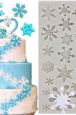 3D Snowflake Silicone Mold Christmas Snowflake Fondant Silicone Mold For Cake Decorating Cupcake Topper Candy Chocolate Gum Paste Polymer Clay