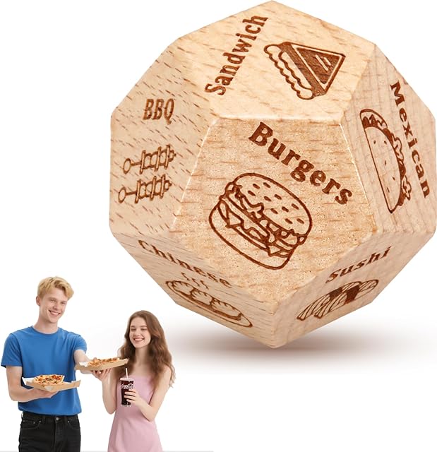 The VANLOVEMAC Boo Basket Stuffers Food Dice Decision Date Night Dice Couple Gifts for Him Her Anniversary Christmas Birthday Gifts for Boyfriend Girlfriend Husband Wife Stocking Stuffers for Women Men