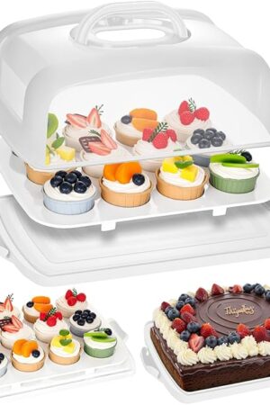 VGOODALL Cupcake Carrier, Cake Storage Container, Rectangle Cake Plate with Lid for 12 Cupcakes Dessert Pie Muffin Cobbler