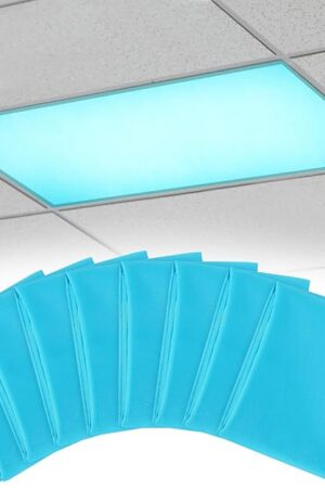 8 Pcs Fluorescent Light Covers with 10 Strong Magnets - Light Filter for Ceiling Light Classroom Office Hospital to Eliminate Harsh Glare Reduce Headache, Flame Retardant Fabric, 4 x 2 FT, Blue Sky