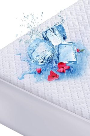 Cooling Waterproof Mattress Protector Queen Size, Mattress Cover 3D Air Fabric Mattress Pad Cover Smooth Soft Breathable Noiseless, 8''-21'' Deep Pocket