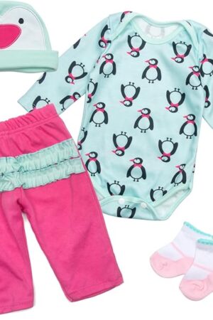 The Reborn Baby Doll Clothes for 17-22 Inch Dolls Outfit Accessories with Penguin Pattern Newborn Baby Doll Clothing