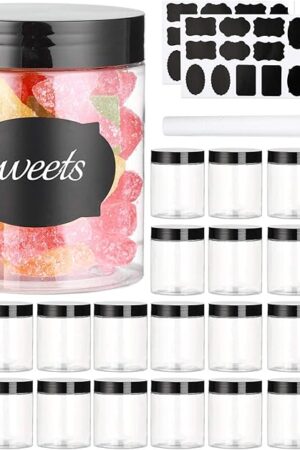8 OZ Plastic Jars with Lids, 24 Pack Clear Plastic Slime Containers for Kitchen and Household Food Storage of Dry Goods, Creams and More, BPA Free