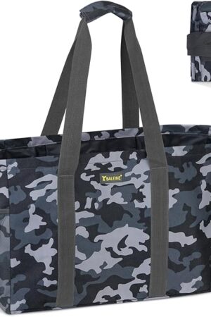 BALEINE Soft 9 Gallon Extra Large Utility Tote, Foldable Reusable Storage Bag (Grey Camouflage)