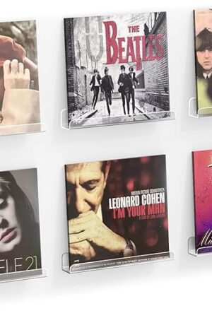 Clear Acrylic Vinyl Record Shelf Wall Mount Floating Wall Shelves 12 inch 6 Pack