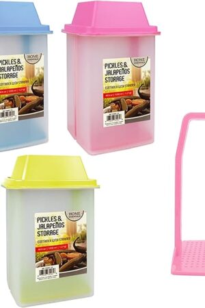 1 Large Pickle Jar Holder Olive Jalapeno Keeper Container Food Storage Strainer