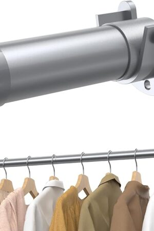 Closet Rods for Hanging Clothes, 17 to 54 Inches Stepless Adjustable Metal Closet Rod, 1.5 Inches Heavy Duty Clothes Hanging Rod for Closet Wardrobes Laundry RV, Silver