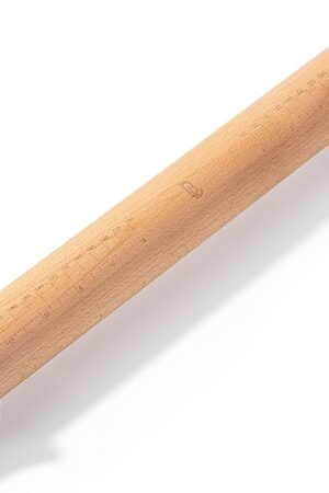 Bamboo Land- Adjustable Rolling Pin with Thickness Rings for Baking, 13.8", 4 Colorful Thickness Rings (2-10 mm or 1/16"-3/8"), Wood Rolling Pins for Baking, Bread, Pizza & Cookie Doughs