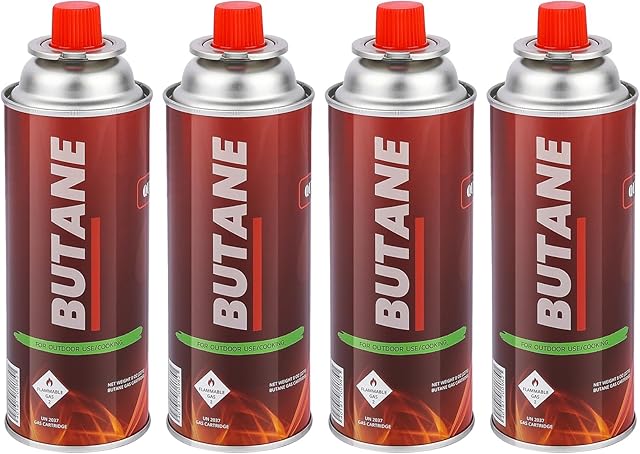 Butane Fuel Canisters for Portable Camping Stoves, UL Listed- Explosion Proof - RVR System - 4 Pack