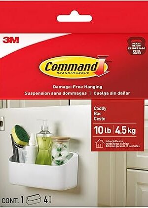 Command White Organizing Caddy 9.91" x 3.38" x 5.15" for Organizing Cleaning Supplies, 10 Lb