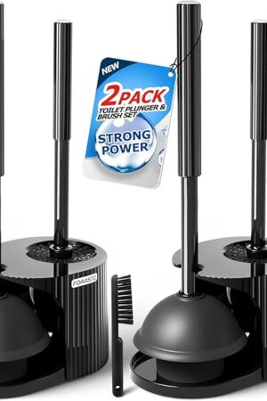 2Pack 2 in 1 Toilet Brush and Plunger Set,Toilet Bowl Brush Plunger Set,Toilet Brush Plunger Combo,Cleaning Brush,Cleaning Supplies,Groove Gap Brush,Bathroom Cleaning Tools