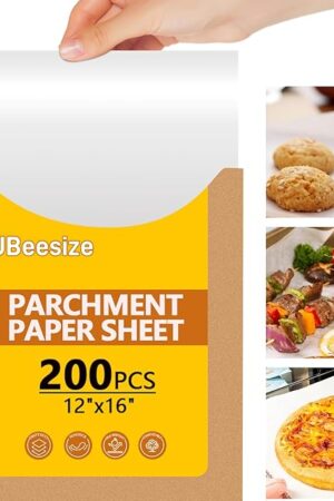 200PCS Thickened Precut Parchment Paper Sheets,12×16 In Heavy Duty Non-Toxic & Unbleached Parchment Baking Paper, Parchment Paper for Baking, Grilling, Comes in Convenient Packaging