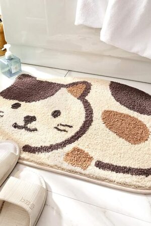Ankah Bath Mat Bathroom Rug Cat-Picture 18" x 26" Beige
