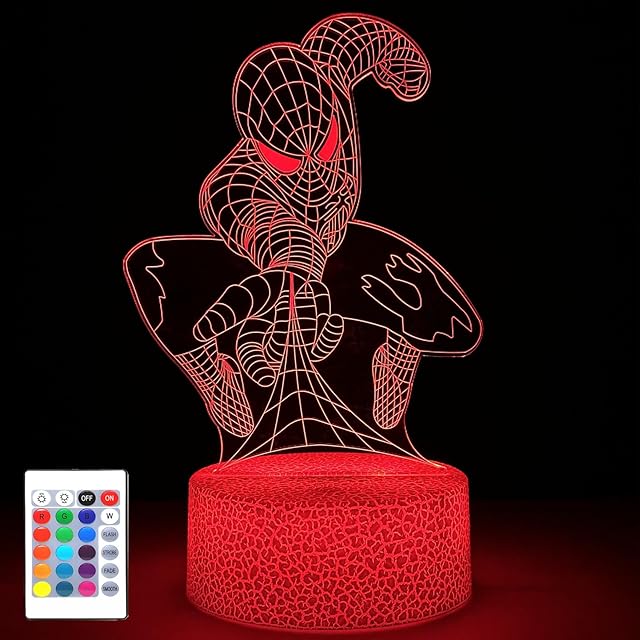 3D Night Light for Boys,16 Colors Dimmable Optical Illusion Lamp,Bedroom Decorations Bedside Lamp,Birthday Christmas Holiday Gifts for Man Teens Boys Girls Kids