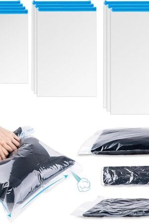 Compression Bags for Travel, 10 PCS Space Saver Bags, Hand Roll Vacuum Packing Bags for Travel, No Vacuum Needed, (3 Large, 3 Medium, 4 Small), Clothing, Luggage, Home Organizers Storage Bags