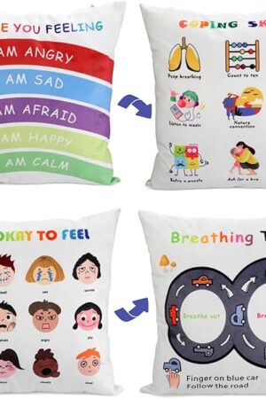 Classroom Must Haves Throw Pillow Covers Set of 2 - Calming Corner School Counselor Office Mental Health Pillow Decor Calm Down Corner Items for Home Kids Dutch Velvet 18x18 Inch
