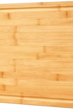 Bamboo Cutting Board for Kitchen, 18" Large Wood Charcuterie Cheese Board, Wooden Chopping Block with Side Handles and Juice Grooves