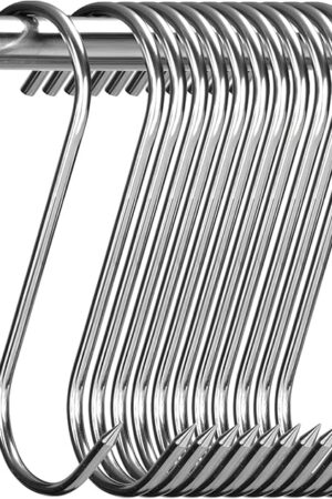 24 Pcs Stainless Steel Meat Hooks, 5 Inch S Shaped Smoking Meat Processing Hooks for Hanging Chicken, Pork, Beef, Sausage, Mutton, Hunting Smoking Ribs, Drying BBQ (3MM Diameter)