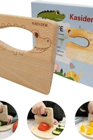 Wooden Kids Knife for Cooking,Kid Safe Knives,Kitchen Toy,Chopper,Vegetable and Fruit Cutter (For 2-8 Years Old)