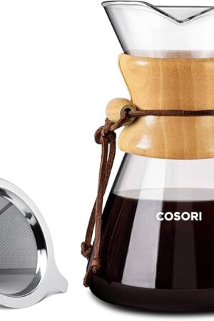 COSORI Pour Over Coffee Maker with Stainless Steel Filter, 8-Cup 34oz Drip Coffee Maker