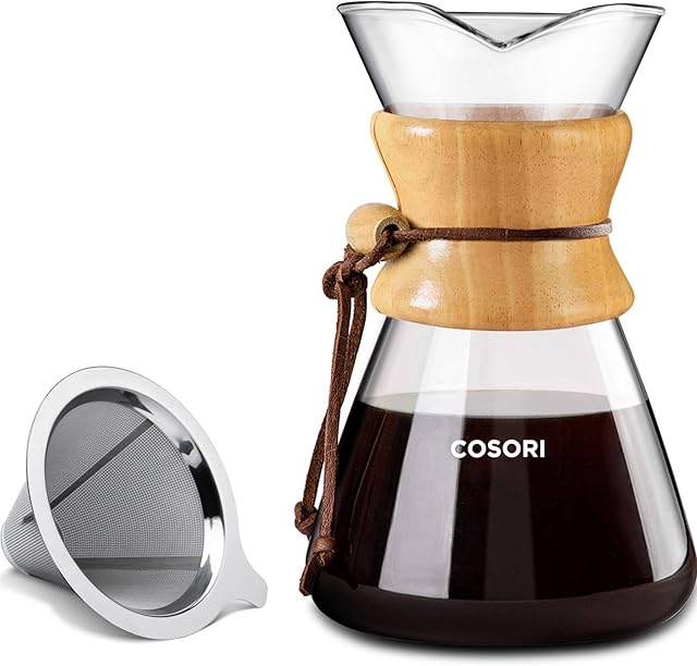 COSORI Pour Over Coffee Maker with Stainless Steel Filter, 8-Cup 34oz Drip Coffee Maker