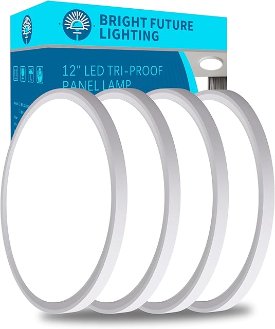 4pack 12 Inch Flush Mount Ceiling Light, 24w Led Ceiling Light, 3000k/4000k/6000k Selectable 2520lm Ceiling Lights, Super Slim Led Light Fixture for Bedroom Kitchen Living Dining Room Office (White)