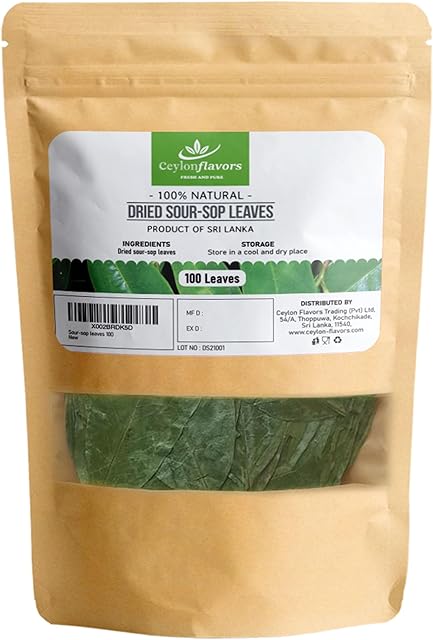 Dried Soursop Leaves From Ceylon Sri Lanka| 100 Leaves ~ 2oz (56g)