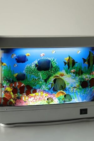 Artificial Tropical Fish Decorative Moving Aquarium Lamp - Virtual Ocean Motion. Kids Fake Fish Tank, Baby Aquarium Toy - Relaxing Mini Crib Ocean Night Light for Bedroom and Office
