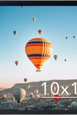 10x10 Picture Frame Black for Wall Hanging, Wall Mounting Horizontally or Vertically, 10 x 10 Square Wall Gallery Poster Photo Frame with Durable Shatter Resistant Plexiglass, Black